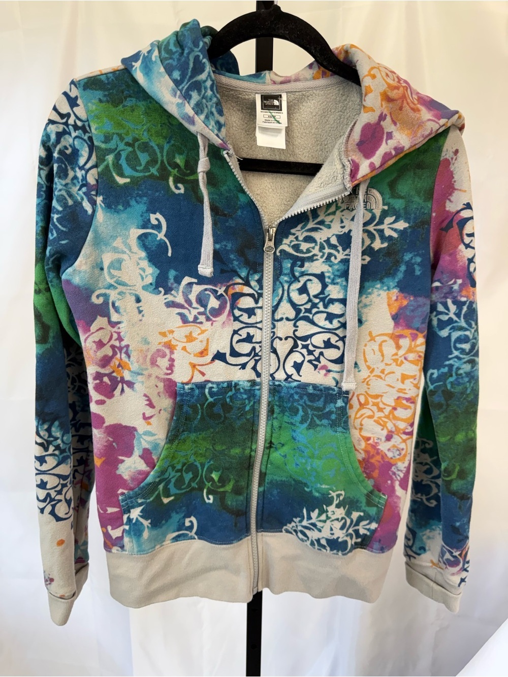 The North Face Women’s XS hooded full zip jacket pockets vintage tie dye